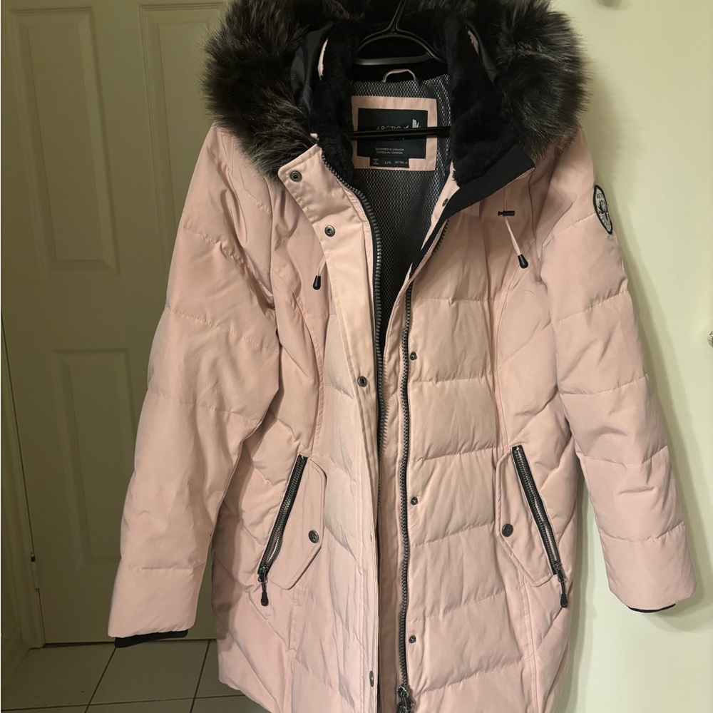 Elegant Light Pink Puffer Coat